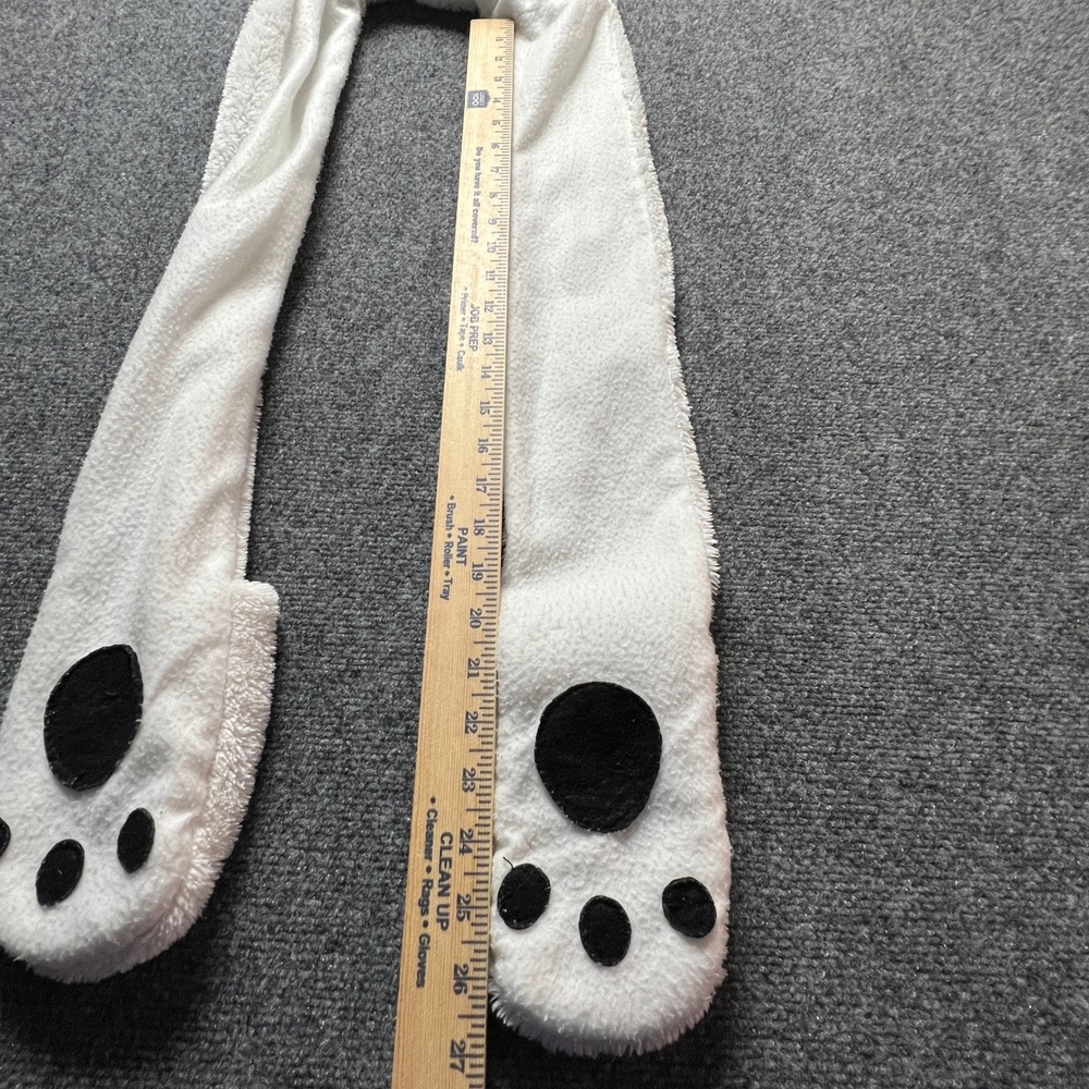Hat Scarf Mittens 3-in-1 White Polar Bear Fuzzy Fleece Kids Snow Winter Fun Warm - Picture 7 of 8
